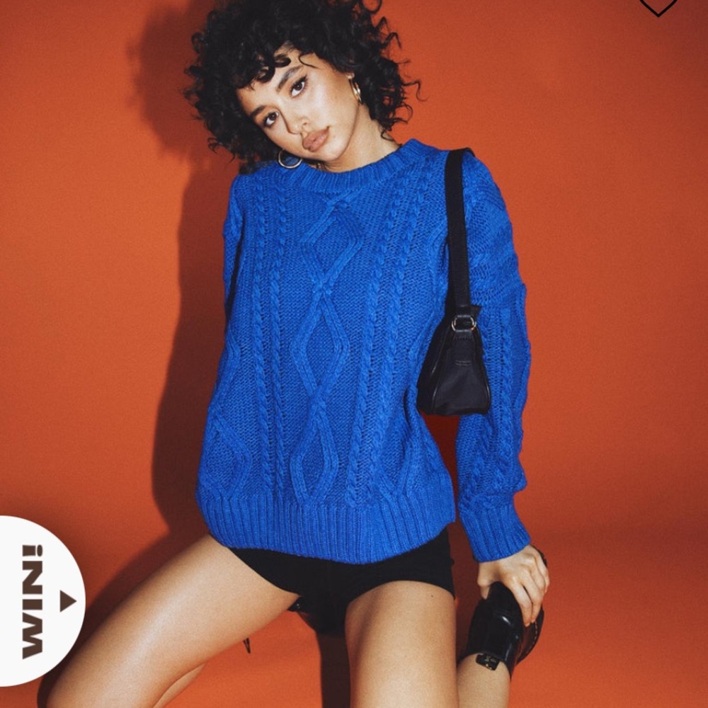 Princess Polly Blue Anaya oversized knit sweater